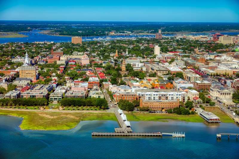 Aerial view of Charleston, SC