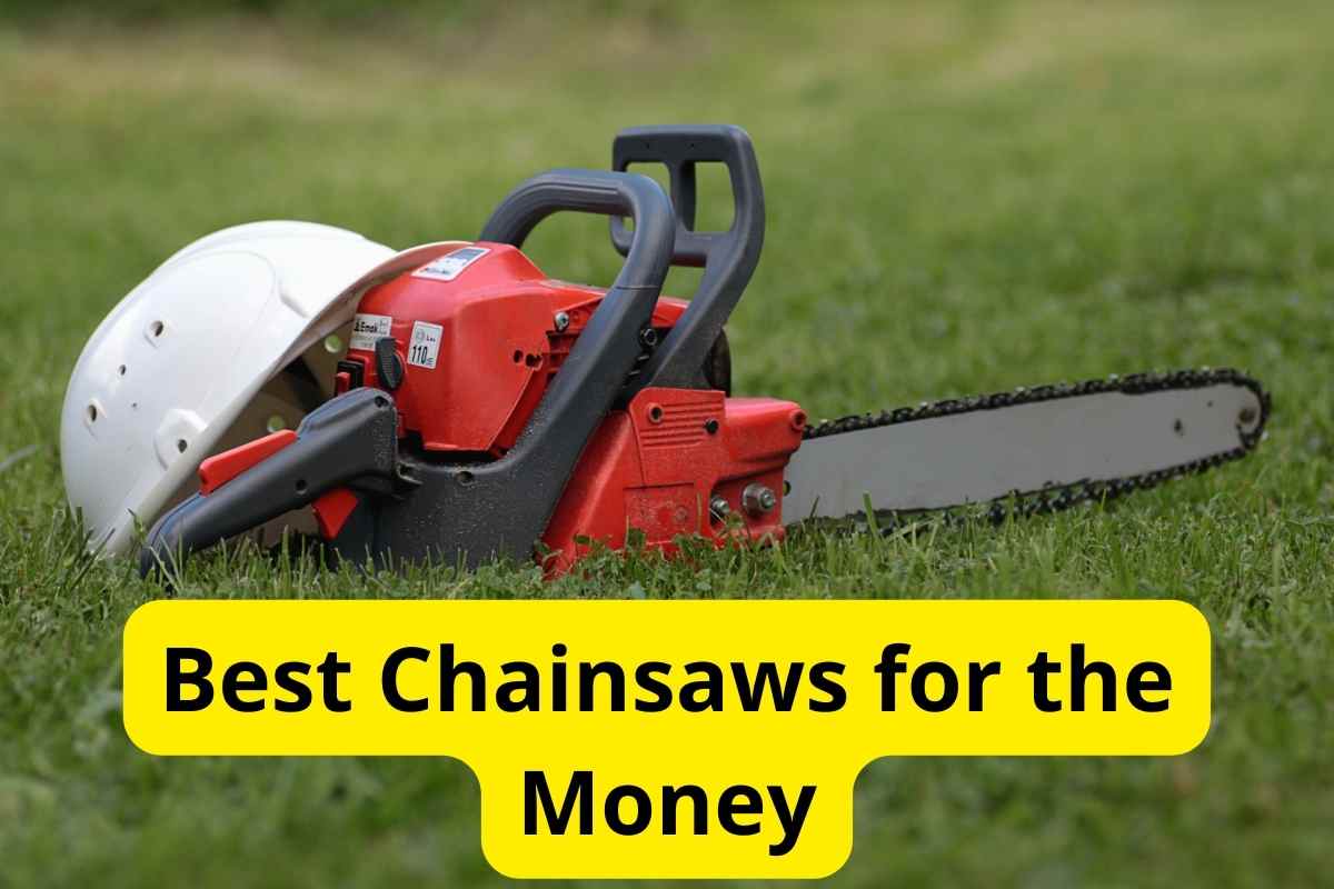 chainsaw on grass with text overlay on it