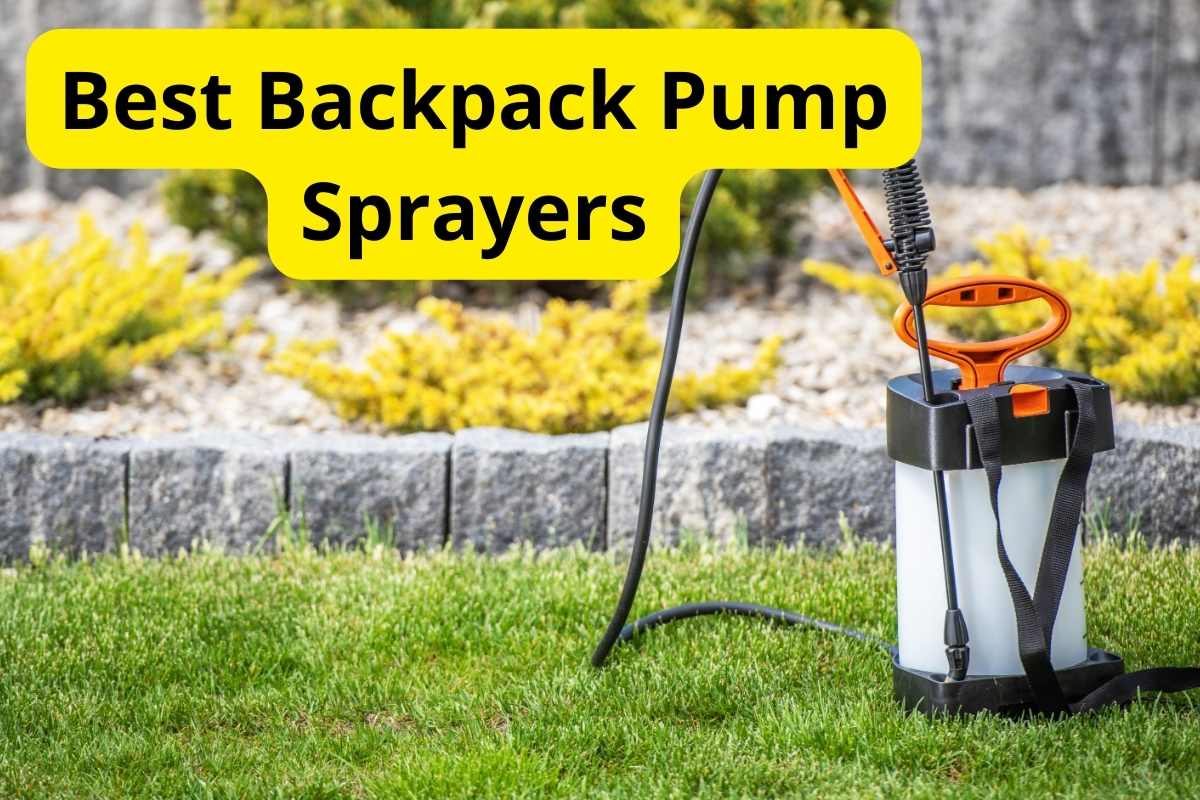 gardener using backpack sprayer with text overlay on it