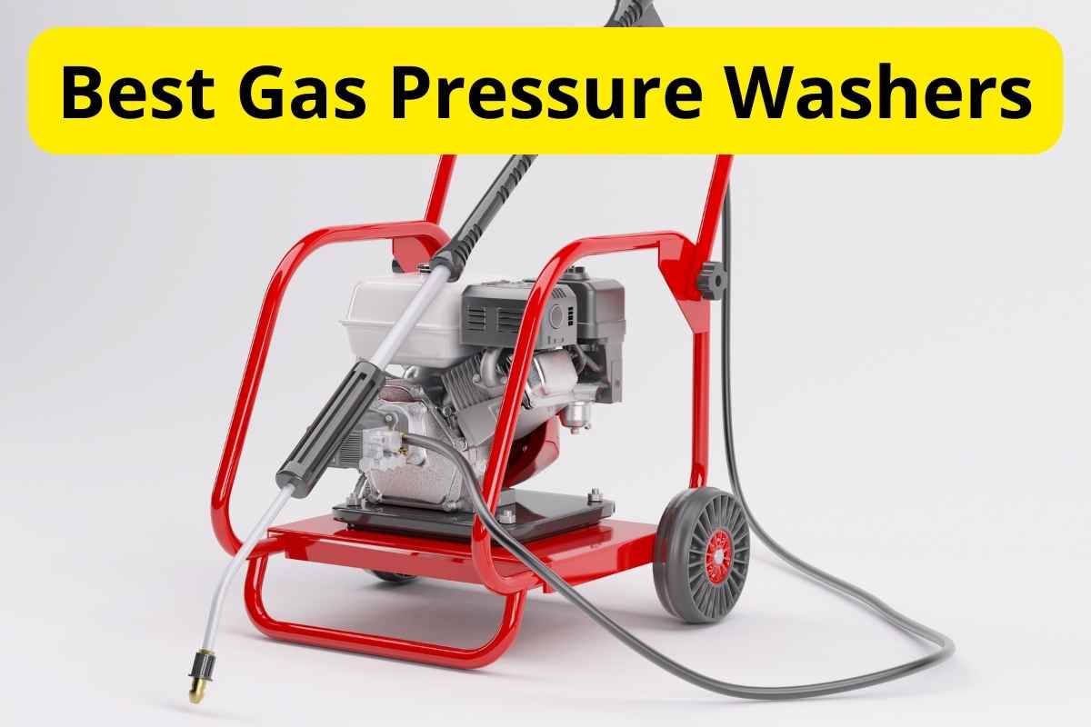 pressure washer with white background with text overlay on it