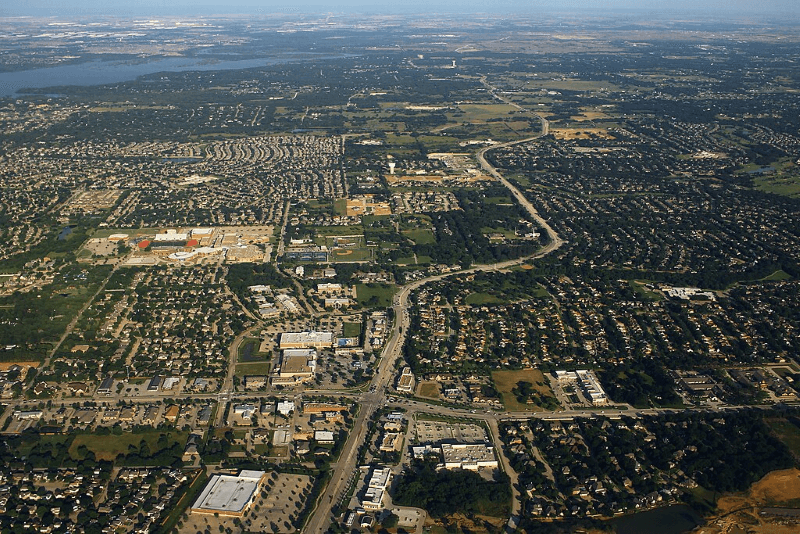 An aerial view of Flower Mound, Texas