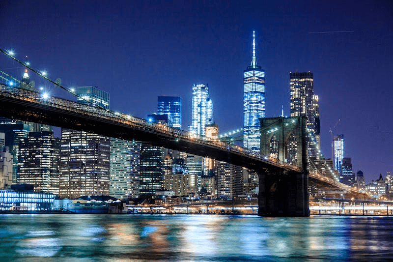 Bridge in New York during Night time.