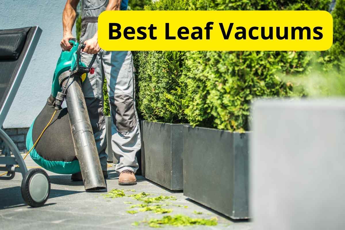 leaf blower garden vacuum with text overlay on it