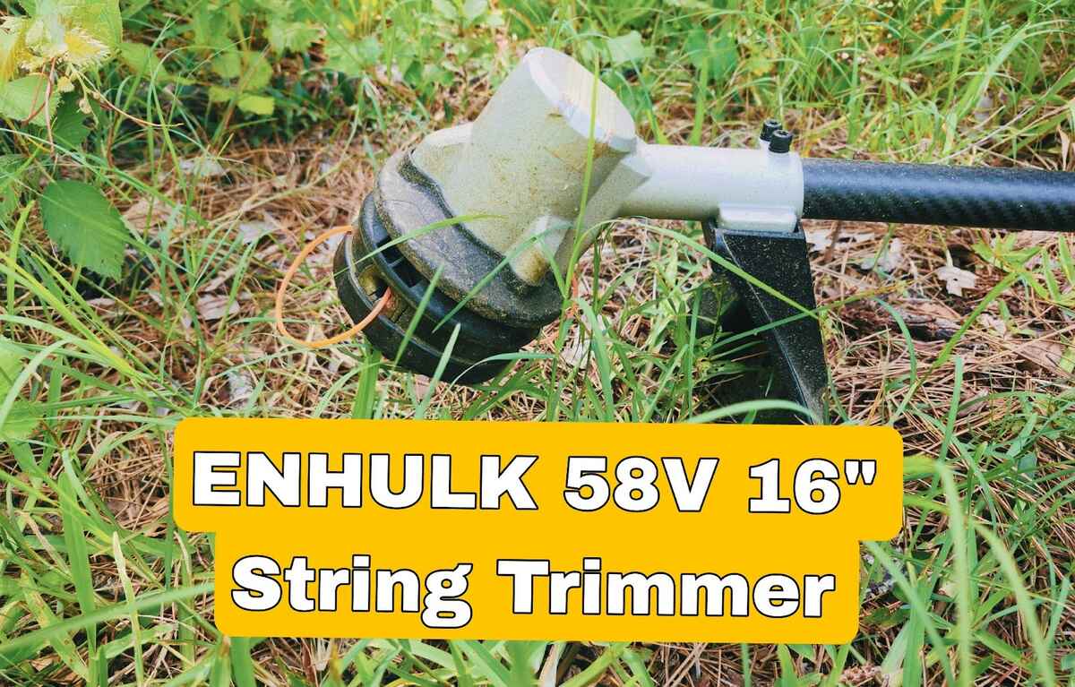 string trimmer cutting weeds and grass