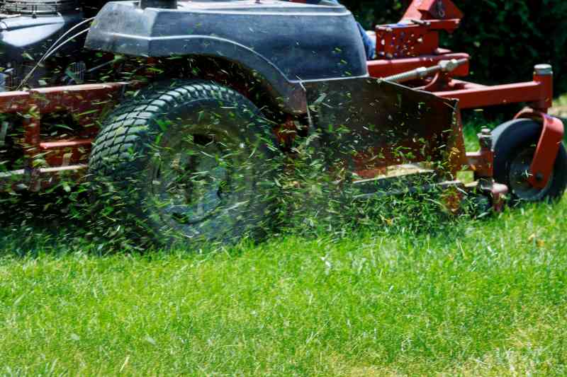 Grassmower leaving grass clippings