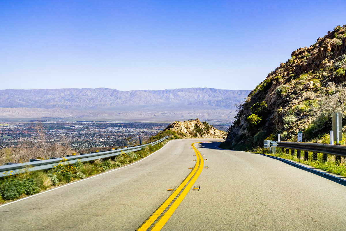 Travelling towards Coachella Valley through Santa Rosa and San Jacinto Mountains National Monument, south California